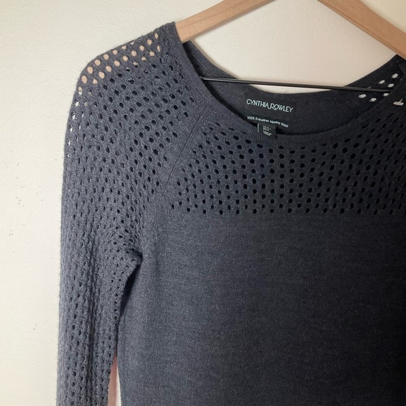 Cynthia Rowley Sweater Dress | 100% Merino Wool | Knot | Gray | Small - Picture 4 of 9